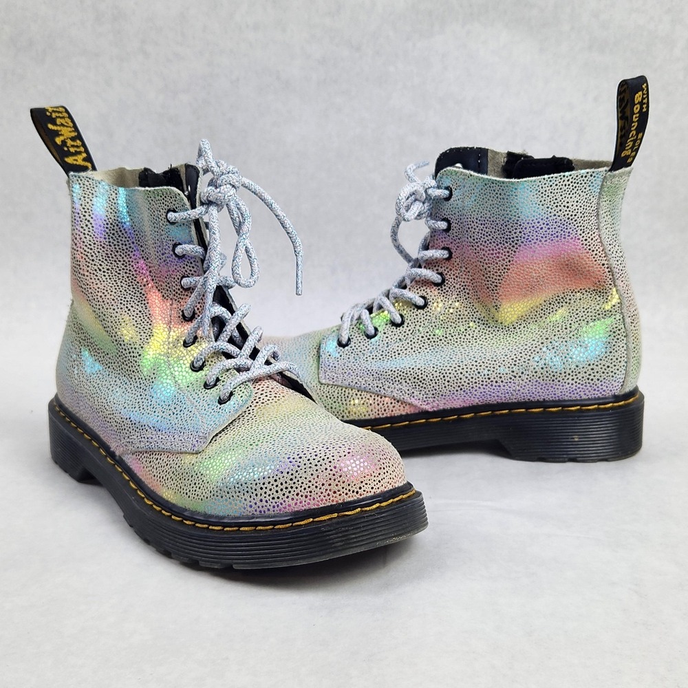 Dr. Martens 1460 Pascal J Iridescent Boots Size 3 UK 4M/5L EU 36 Rainbow Silver